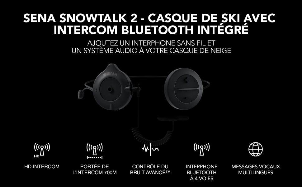 Sena Snowtalk 2 Appareil Bluetooth Universel pour Casques de Sport d