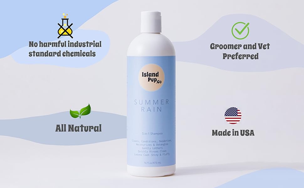 Organic nautral 5 in 1 dog shampoo is made in usa groomers and vets love it