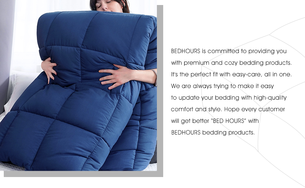 BEDHOURS Queen Comforter Set 3Pcs Navy Blue Bedding Comforter Sets All