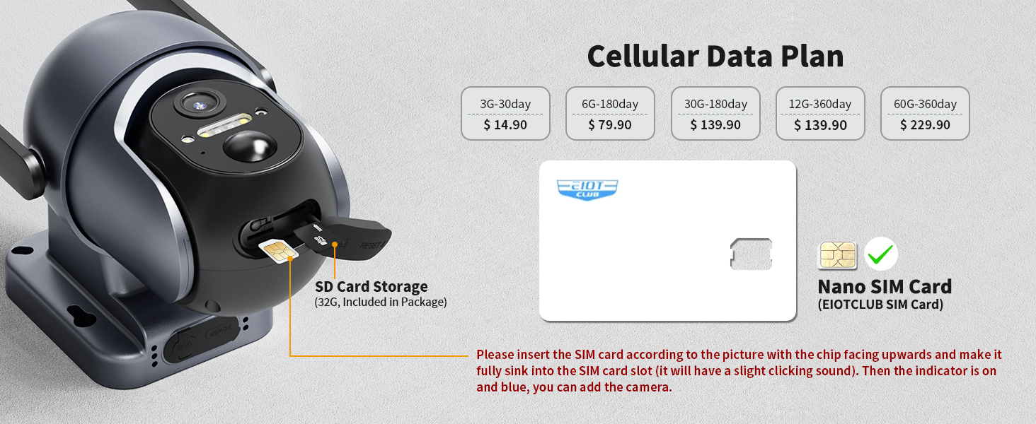 4G LTE Cellular Security Camera Outdoor Includes SD&SIM Card, Solar Powered without wifi non wifi