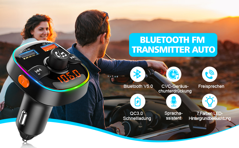 Bovon Bluetooth Fm Transmitter Auto Radio Adapter www.amazon.de