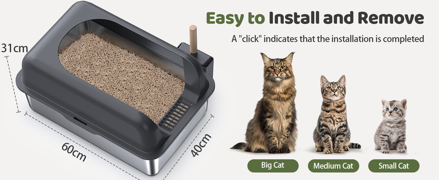 Gimars XL Stainless Steel Cat Litter Box, Large Stainless Steel Cat Litter Tray, 20L Metal Litter Tray with Litter Scoop & Mat, Good for Large Medium Cats 15 cat