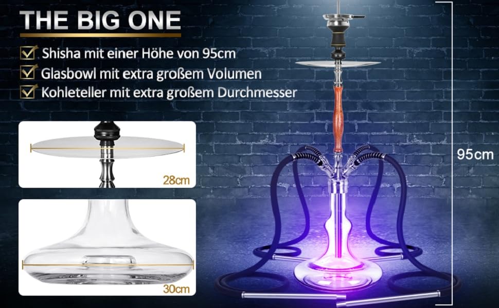 Amazon.de ADMY Shisha Set, Edelstahl V2A 95cm Hookah Komplettset