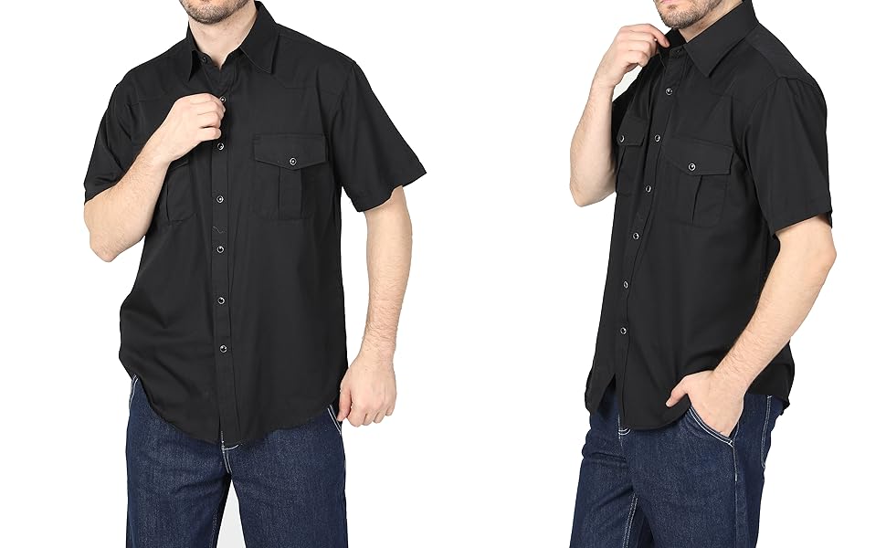 Amazon.com: Dctop Mens Western Cowboy Pearl Snap Short