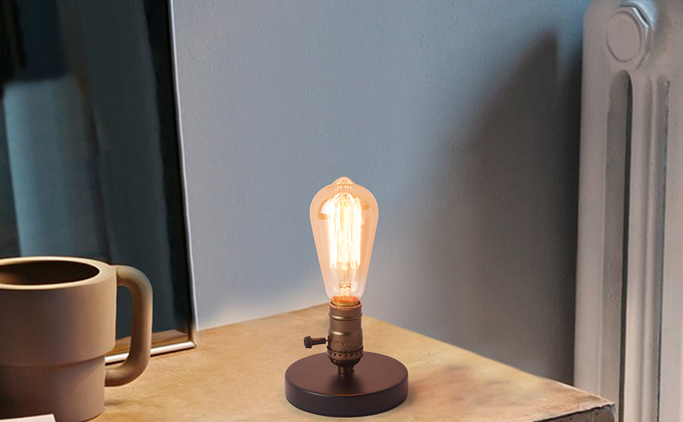 OuXean Vintage Table Lamp, Industrial Desk Lamp Small Retro