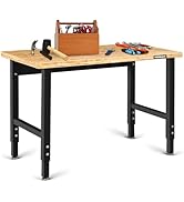 IRONMAX 48’’ Adjustable Work Bench, 2000 LBS Heavy Duty Bamboo Table Top Workstation w/Non-Slip F...