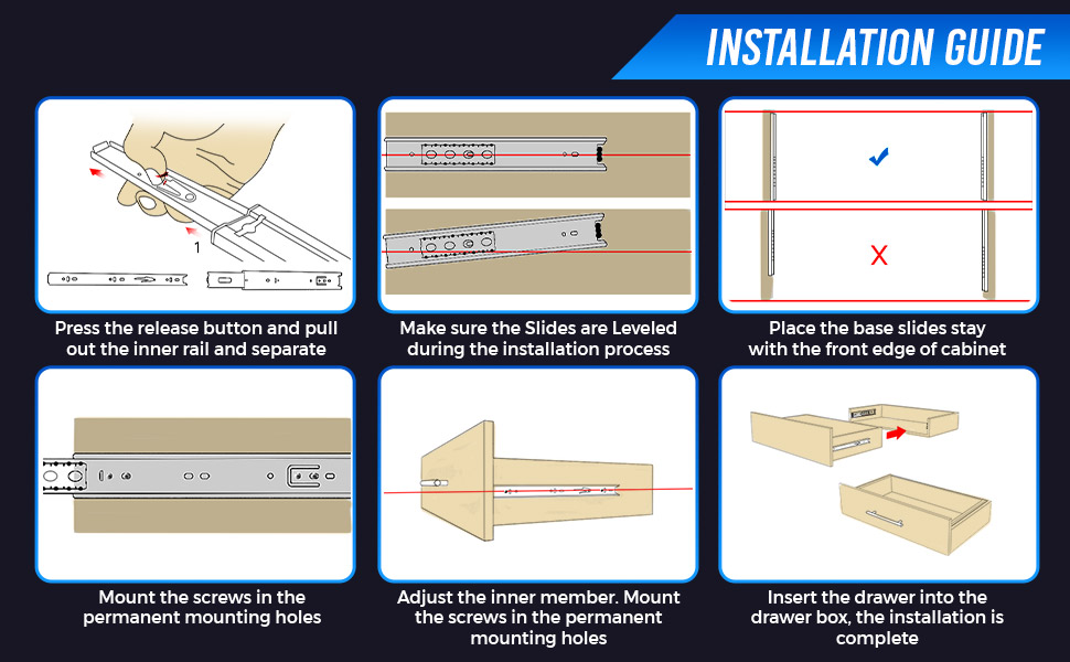 OURSHOM 12 Inch Soft Close Drawer Slides 6 Pairs (12pcs) Heavy Duty
