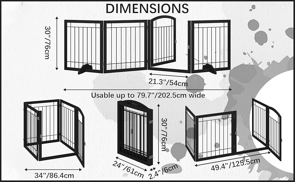 JSB 96inch Extra Wide 30inch Tall Dog gate with Door Walk