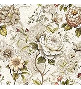 Yun-aeon Peony Floral Peel and Stick Wallpaper - 17.3"x120"(14.4sq ft) Vintage White Peony Flower...
