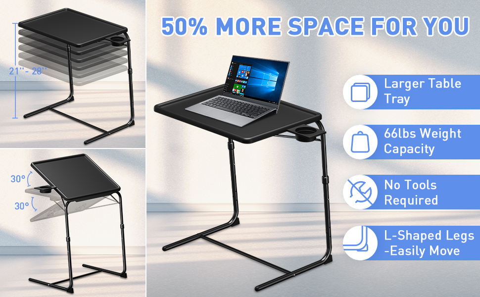 Gaonala TV Tray TV Table, Folding Table Trays with 6 Height