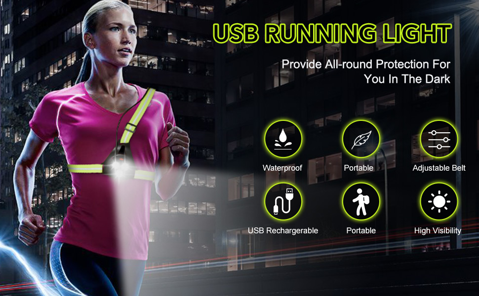 Night Running Lights for Runners, LED Chest Lamps with