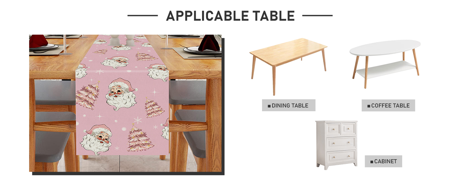 Merry Christmas Table Runner Cow Snowflake Red Table