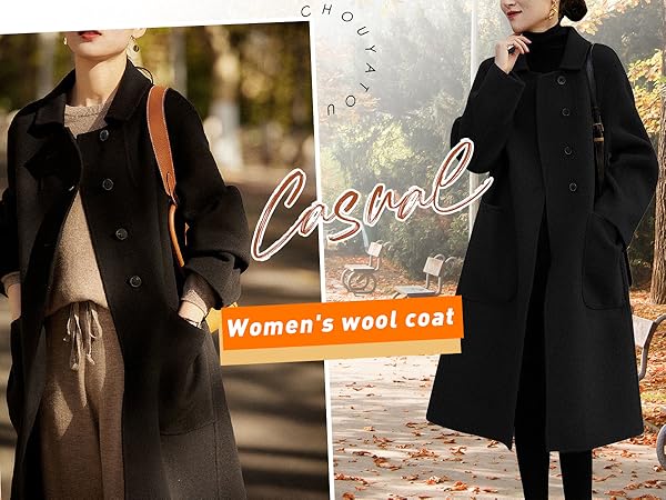 Amazon.com: chouyatou Women's Winter Wool Coat Single Breasted