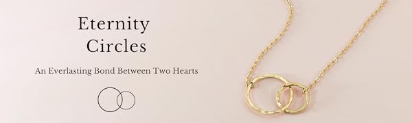 Interlocking circle pendant gold necklace hope love shine