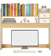 Cbhfmljd Desktop Bookshelf, 3-Tier Wooden Desk Storage Hutch Desktop Display Organizer Rack Desk ...
