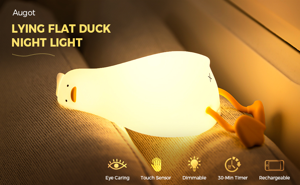 Augot Duck Night Light, Silicone Dimmable Nursery
