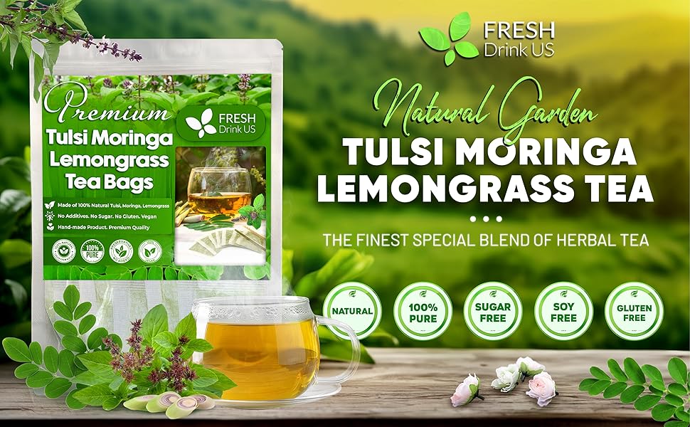 tulsi holy basil moringa lemongrass leaves leaf tea bags