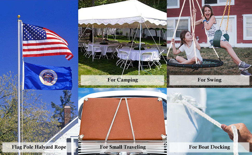 NQ Flag Pole Rope Kit 50 Feet x 1/4" Diameter Flag Pole