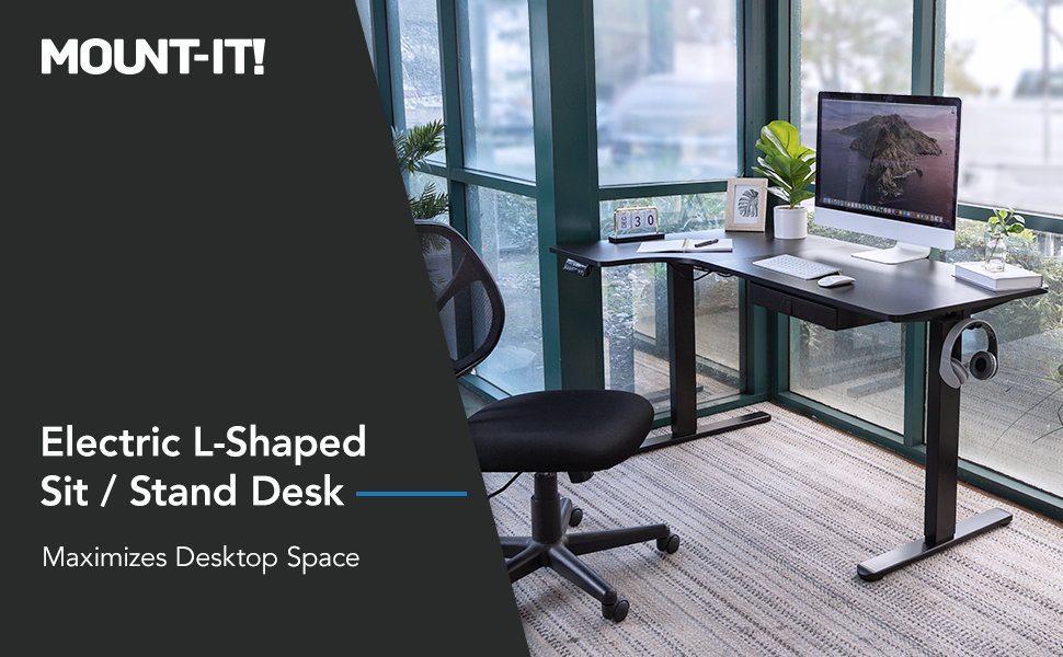 MountIt! LShaped Electric Height Adjustable Desk