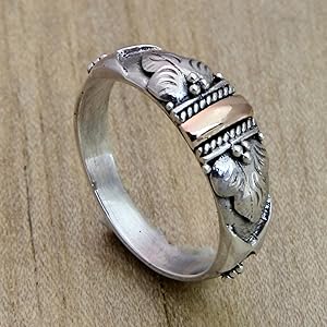 Novica Handmade .925 sterling Silver and 18k Gold Rings for women jewelry gifts her mom wife friend