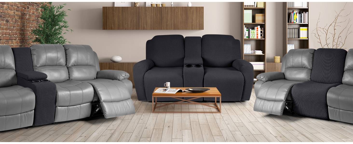 TAOCOCO Recliner Loveseat Cover with Middle Console Sofa