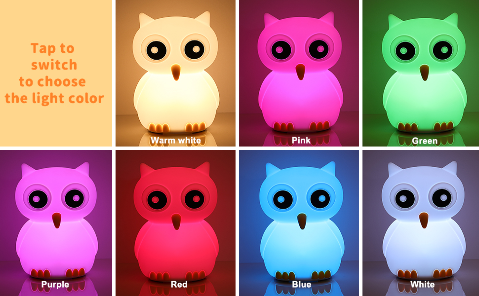 LOVEROUS Cute Night Lights for Kids Owl Night Light Lamp for Bedroom