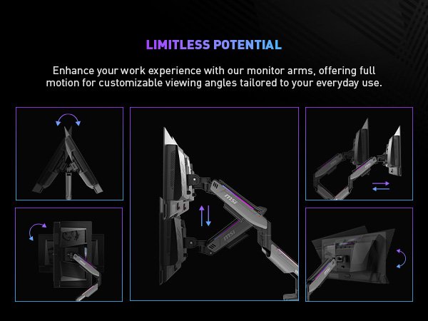 MSI MPG MT201DR RGBモニターアーム ＋おまけの保護プレート付き MSI MPG MT201DR - Premium RGB Dual Monitor Stand Arms, 17-35