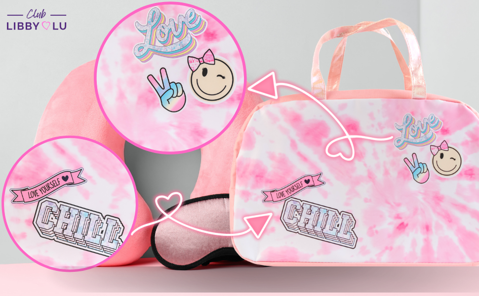 Details on tie dye duffle girls