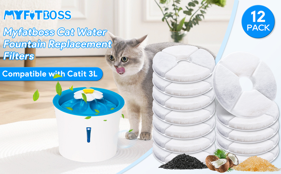 MyfatBoss Cat Water Fountain Filter for Catit, Cat Fountain