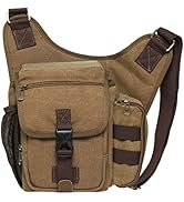 Mens Vintage Canvas Shoulder Messenger Bag Chest Leather Patchwork Messenger Bag