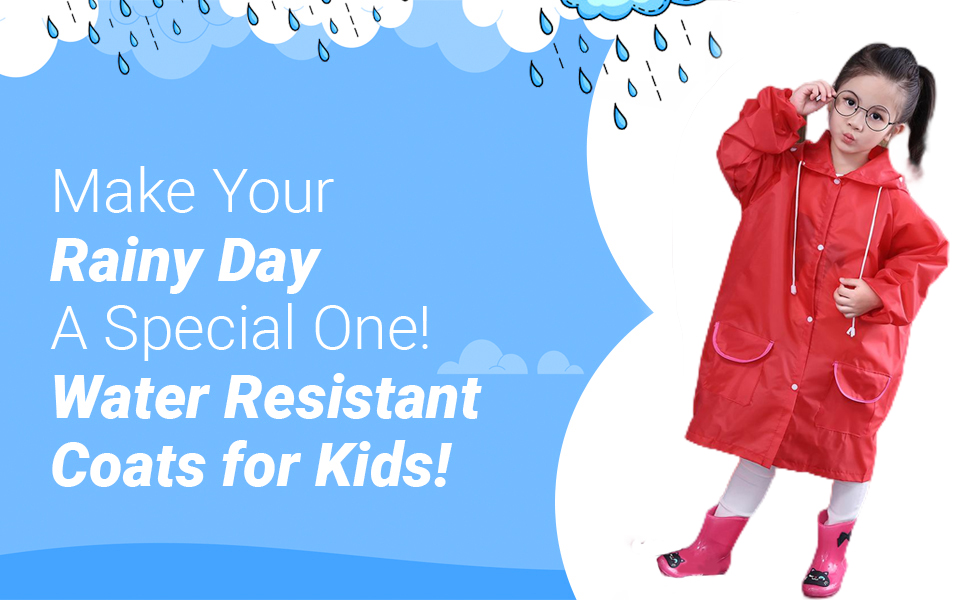 Children's raincoats, Cartoon Kids Rain Jacket, Boys Girls Hooded Rain Poncho Outdoors Kids