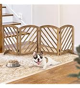 dCee Acacia Wood Dog Gate Indoor, Freestanding Foldable Pet Gate, Adjustable Width, 24 Inch Heigh...