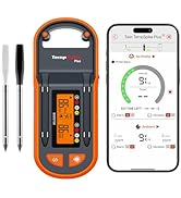 ThermoPro TempSpike Plus 600ft Wireless Meat Thermometer with 2 Color-Coded Probes, Bluetooth Mea...