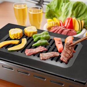ヤマキン ガス高級焼肉器 王者　鉄板２枚セット ヤマキン ガス焼肉器 王者対応グリルプレート：バーベキュー鉄板