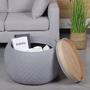 Round Tray Stool Silver Grey