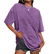 Oversized Tshirts for Women Short Sleeve Crew Neck Vintage Washed Basic Loose Casual Tees