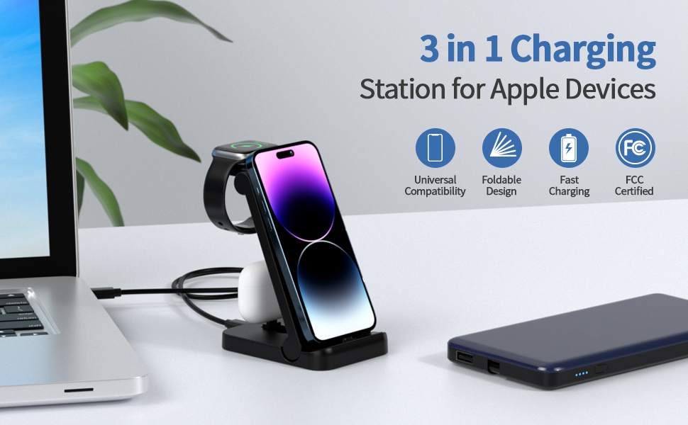 Charging Station for Multiple Devices 3 in 1 Foldable