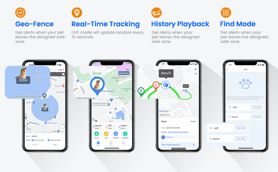 SEEWORLD P1 Dog Cat Tracker GPS Tracker for Dogs Cats Waterproof Pet