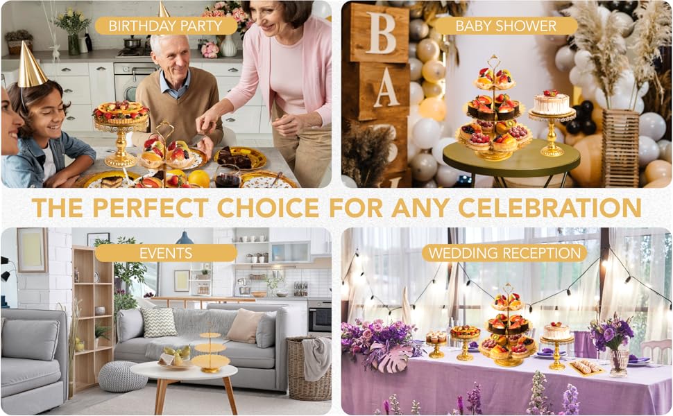 Priville Home 6Piece Gold Cake Stand Set for Stunning