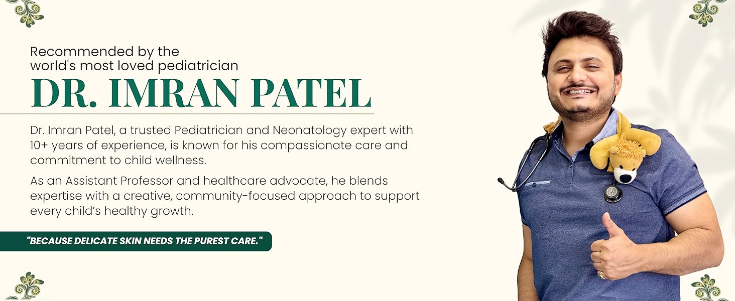 dr. imran patel smiling with a toy bear and stethoscope, arms crossed confidently