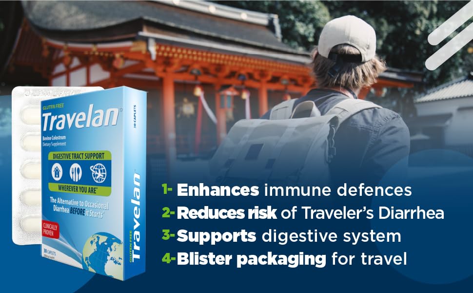 Travelan Anti Diarrhea Travel Medicine for Gas Relief, Bloating, Cramping and