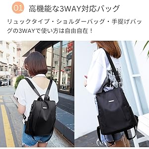 Amazon.co.jp: リュック レディース 防犯 小さめ 背面ファスナー