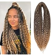 Leeven 30 Strands Double Ended Dreadlock Extensions 24 Inch Thin Synthetic Boho Dreads Ombre Hone...