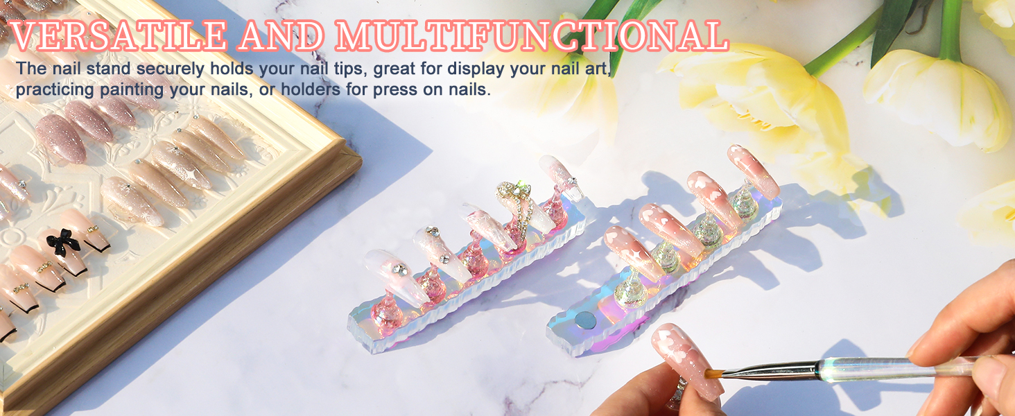 BQAN 2 Set Nail Holder for Painting Nails, Aurora Acrylic