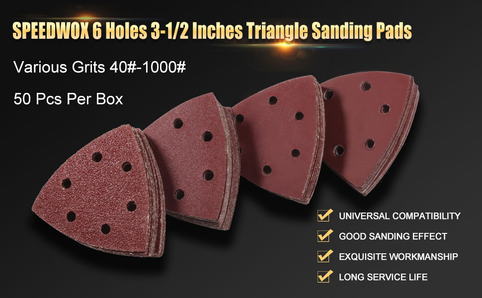 SPEEDWOX 60 Pcs 3-1/2 Inches 90mm Detail Sander Sandpaper Triangle Hook