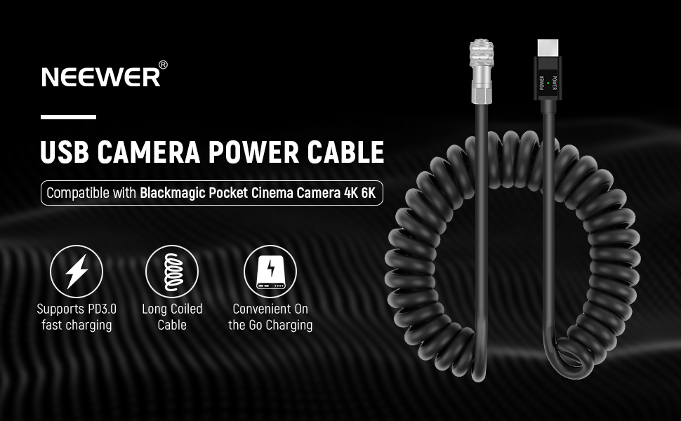 NEEWER USB Camera Power Cable Compatible with Blackmagic