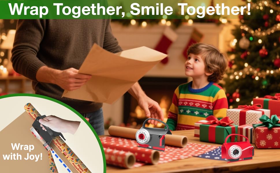 wrapping paper cutter with tape dispenser