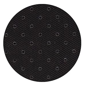 Close-up of black textured surface with raised circular pattern, possibly representing the exterior of a suitcase or luggage.