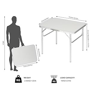 WOLTU Multifunctional Folding Camping Table. Garden Table. Balcony Table. Side Table For Garden. Terrace. Balcony Or Picnic In Aluminium And MDF. Cream 19 1
