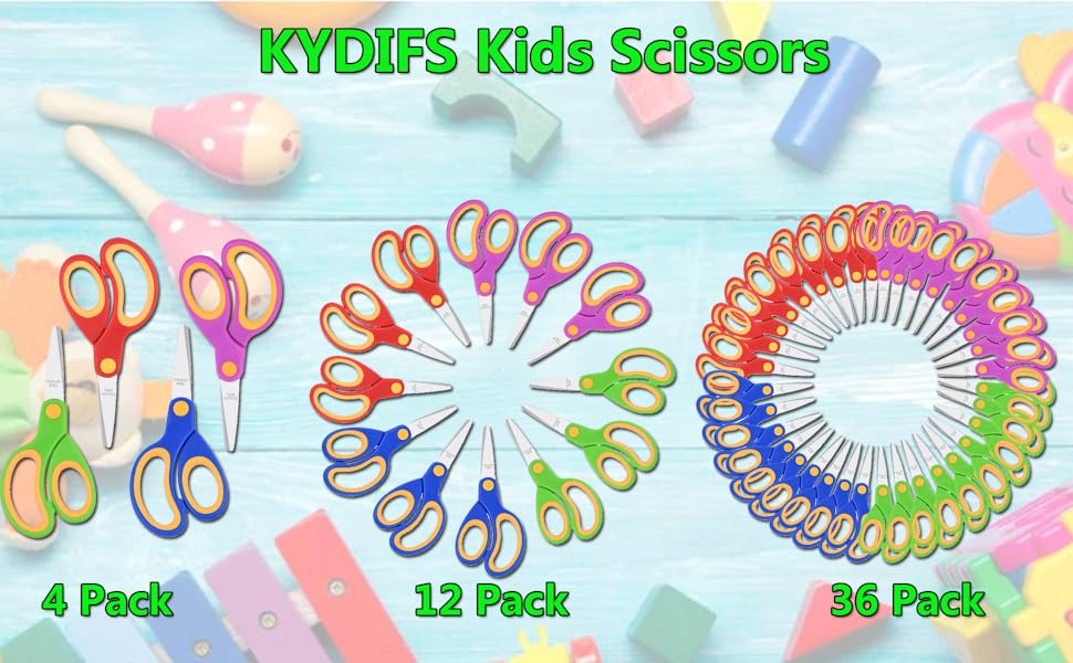 KYDIFS Kids Scissors, School Scissors for Kids, 5'' Student Scissors Bulk Blunt Tip